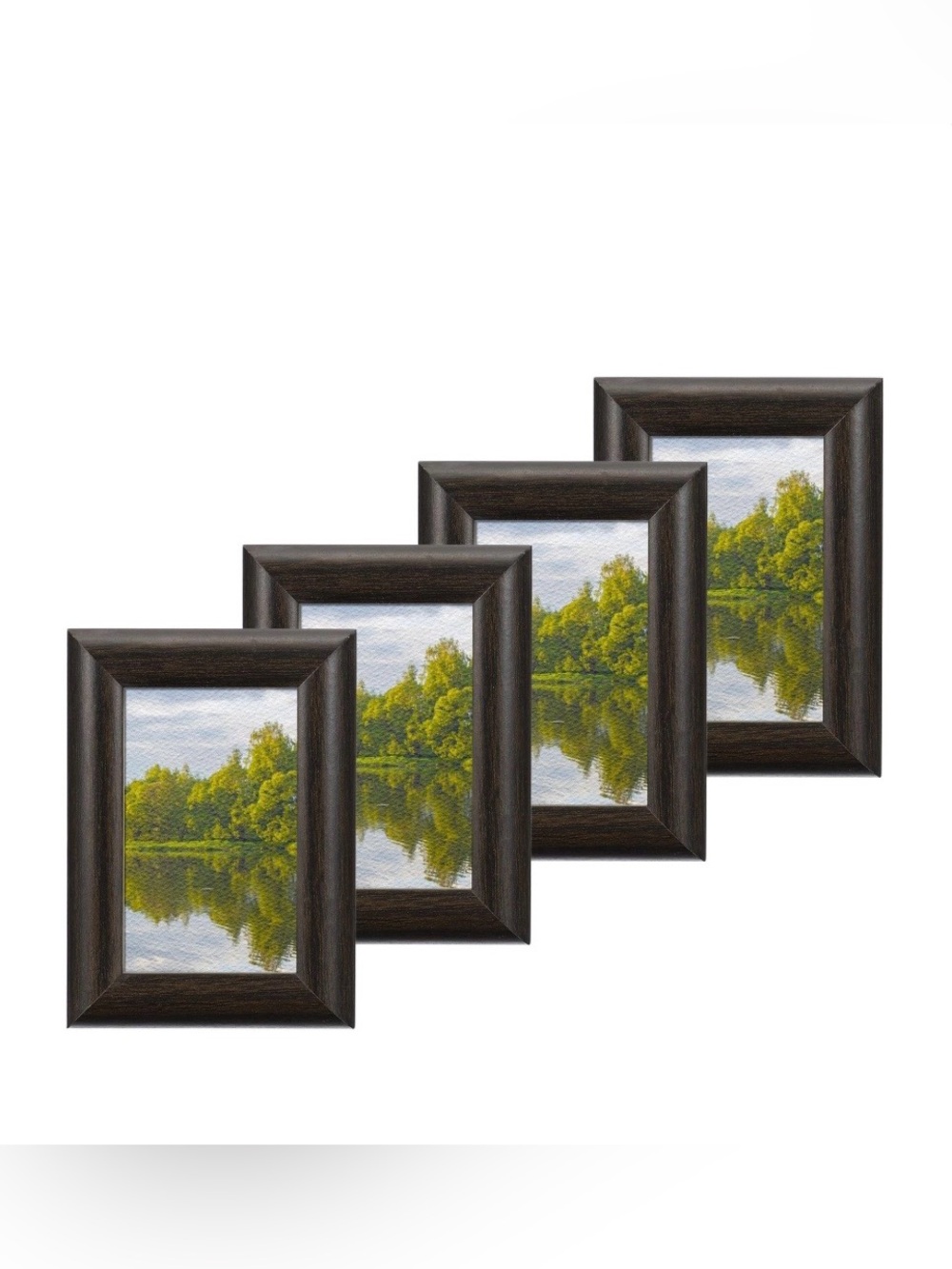 Wall or Table - Wood Frames with Mat Glass Panel 2x3” (4-Pack) DARK BROWN